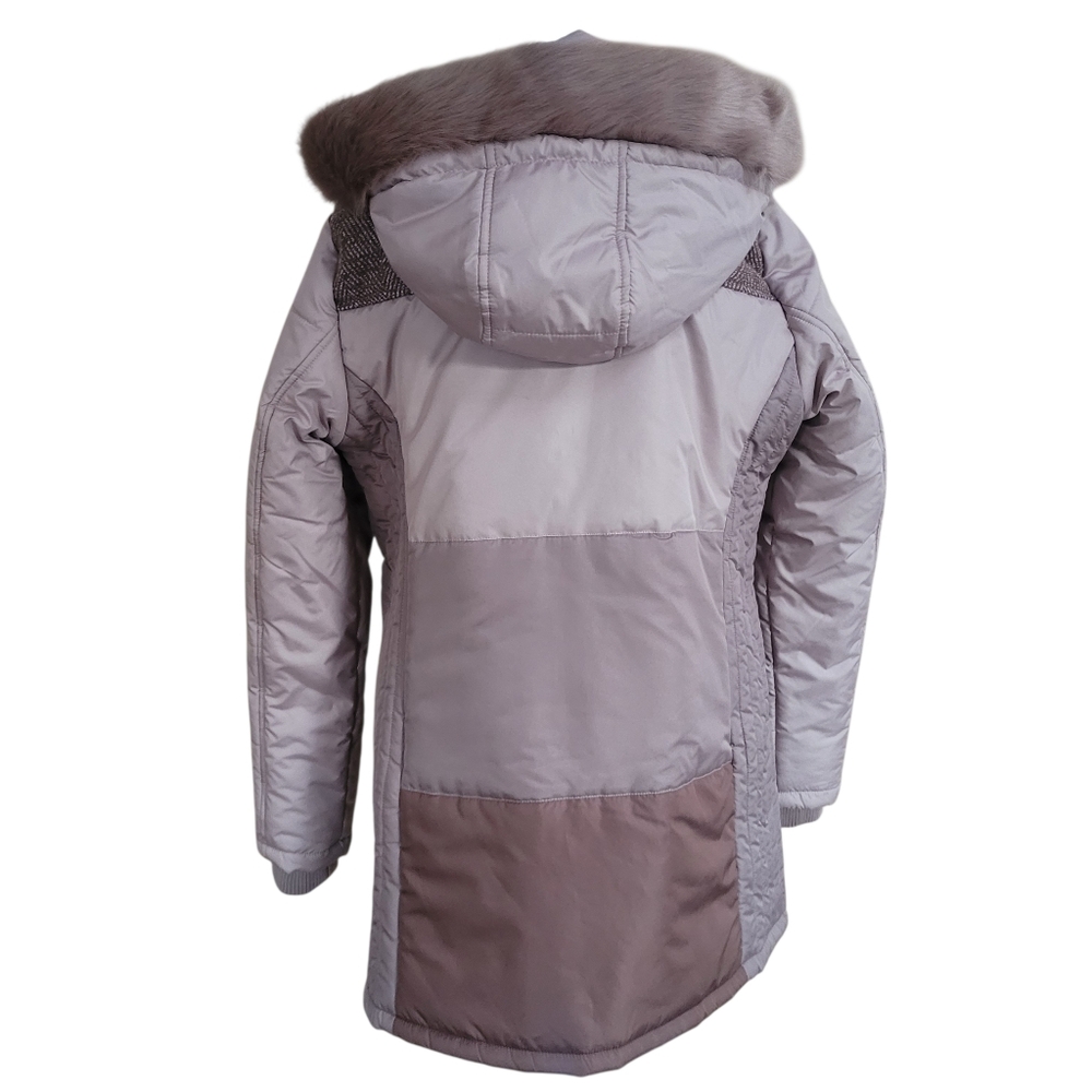 Like New Liz Claiborne Women's Mauve Quilted Jacket with Faux Fur Hood Size L - Picture 4 of 13